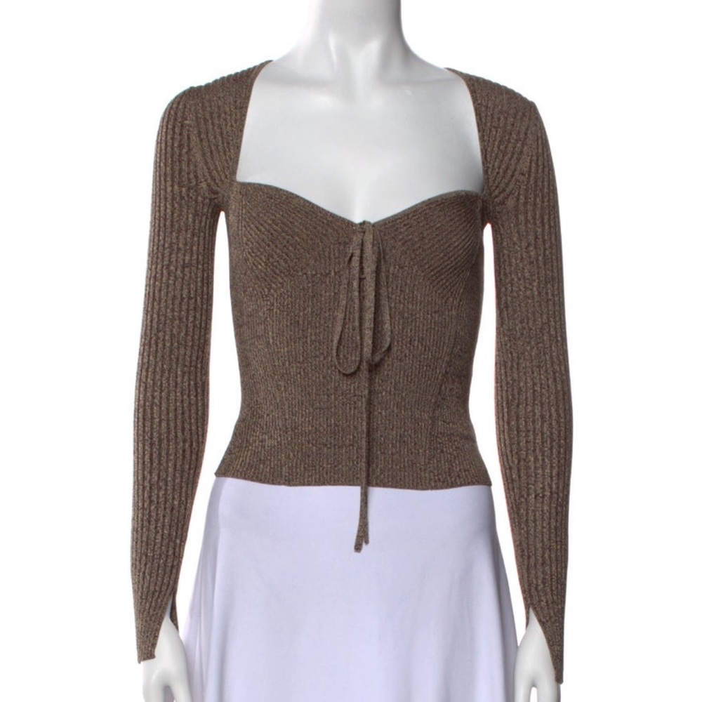 Jonathan Simkhai Ribbed Long Sleeve Top, Size XS